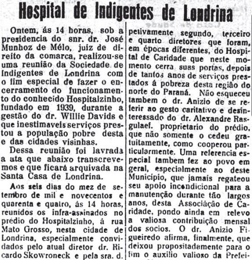 O hospital dos Indigentes